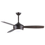 Matthews Fan - T-24, Ceiling Fan, LED Light Kit, Textured Bronze Finish/Gray Ash/Walnut Blades - The T24 is Matthews' 52"' contemporary, yet humble three blade ceiling fan.  The efficient 3-speed AC motor and Title 24 qualified LED Light Kit are operated by wall control.