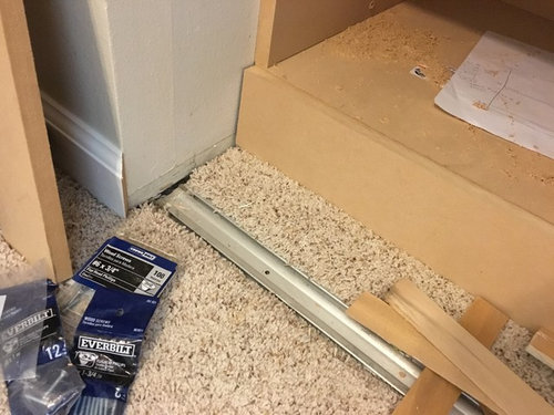 Closet Floor And Track Replacement, Installing Sliding Closet Door Floor Guide On Carpet