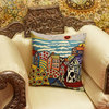 Sea Side Cat Karla Gerard Decorative Pillow Cover Handembroidered Wool, 18x18"