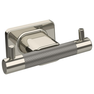 Amerock Esquire Double Robe Hook, Polished Nickel/Stainless Steel