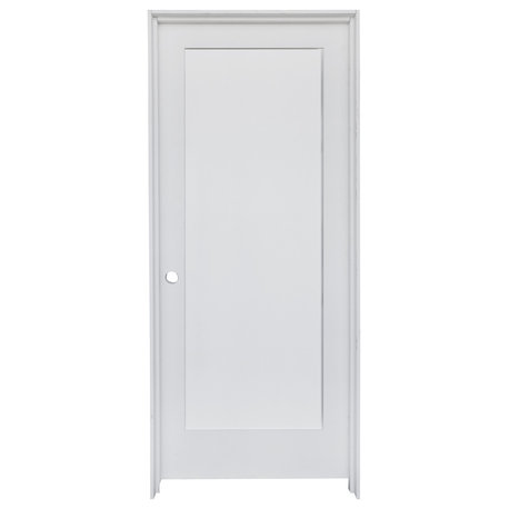 32"x80" Left-Hand Swing Prehung Interior Door White MDF Primed Shaker