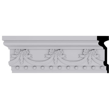 6 1/4"Hx2"Px94 1/2"L Federal Swag & Bow Chair Rail Moulding
