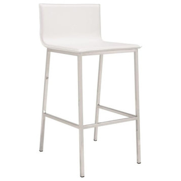 ZUO Marina 29.5" Faux Leather Bar Stool in White