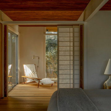 Hollywood Hills Mid-Century Bedroom with Natural Light and Sliding Screen