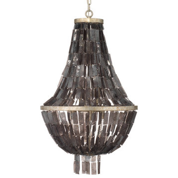 Capsize Chandelier, Black Mother of Pearl and Champagne Leaf Metal