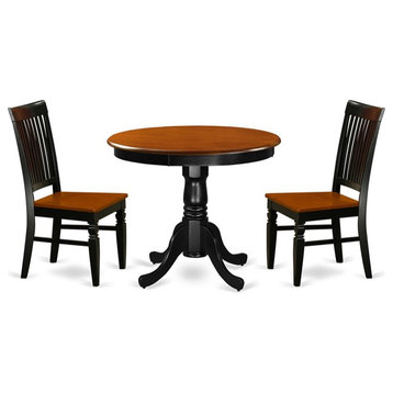 Atlin Designs Antique 3-piece Wood Dining Table Set in Black and Cherry