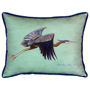 Flying Blue Heron - Teal Large Indoor/Outdoor Pillow 16x20