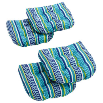 19" U-Shaped Outdoor Tufted Chair Cushions, Set of 4, Santorini