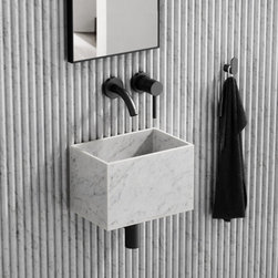 Carrara Marble Tucci Wall Hung Basin (300mm) - Bathroom Sinks
