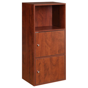Convenience Concepts Xtra Storage Two-Door Bookcase in Cherry Wood Finish