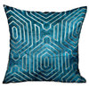 Cerulean Velvet Blue Geometric Luxury Throw Pillow Double Sided, 24"x24"