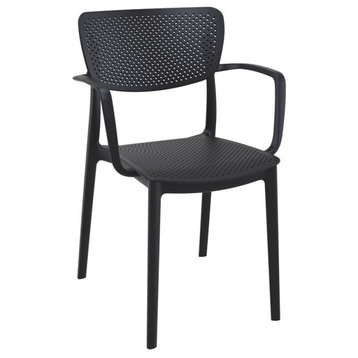 Compamia Loft Indoor and Outdoor Dining Arm Chair in Black