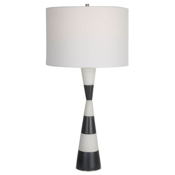 Uttermost Bandeau 1 Light 30" Tall Banded Black-White Stone Table Lamp