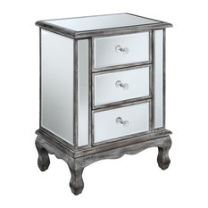 Mirrored Nightstand Home Goods Side Tables and End Tables | Houzz - Convenience Concepts - Coast Vineyard 3-Drawer Mirrored End Table - Side  Tables And End