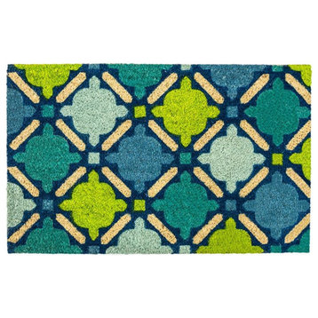 DII 30x18" Modern Style Coir Fabric Mosaic Doormat in Multi-Color