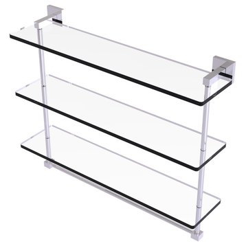 Montero 22" Triple Tiered Glass Shelf with towel bar, Polished Chrome