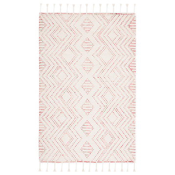 Safavieh Natura Nat184A Moroccan Rug, Ivory/Red, 2'3"x9'