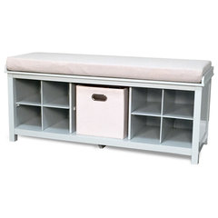  John Louis Home Solid Wood 10 Cube Shoe Storage Bench (Grey) :  Home & Kitchen