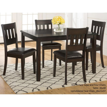 Dark Rustic Prairie 5-Pack- Table and 4 Faux Leather Chairs in Dark Rustic...