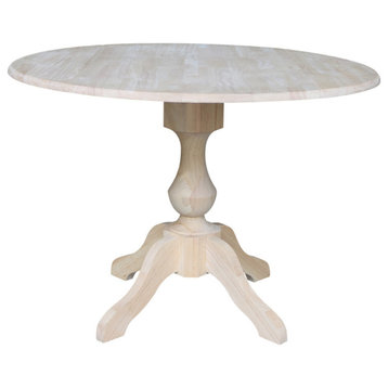 42" Round dual drop Leaf Pedestal Table - 30.3"H, Unfinished