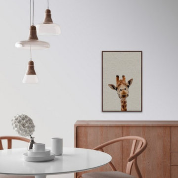 "Curious Giraffe" Floater Framed Painting Print on Canvas