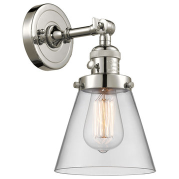 INNOVATIONS LIGHTING 203SW-PN-G62-LED Small Cone 1 Light Sconce