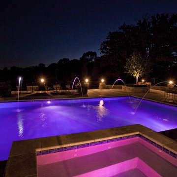 Lake Forest, IL Swimming Pool and Raised Hot Tub with Laminar Fountains