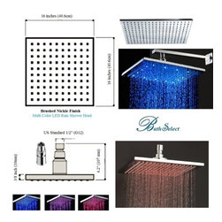 16" Color Changing LED Shower Head in Brushed Nickel Finish - Showerheads And Body Sprays