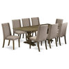 East West Furniture Lassale 9-piece Wood Dining Set in Jacobean Brown/Dark Khaki