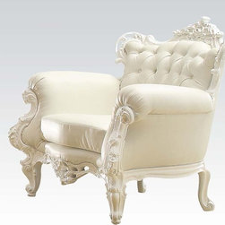 Acme 59137 Nels White Frame and PU Accent Chair - Armchairs And Accent Chairs