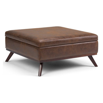 burgundy leather ottoman coffee table