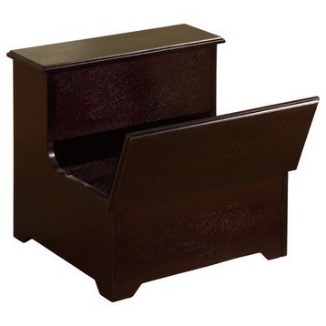 Contemporary Cherry Wood Peoria Bedroom Step Stool With Double Storage Organizer