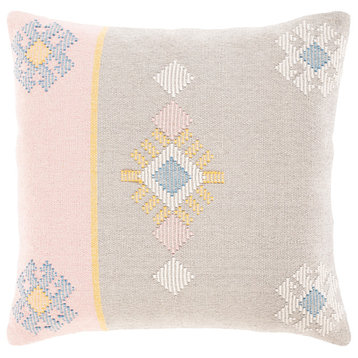 Zakaria Pillow, Saffron/Pale Pink, 20"x20", Cover Only
