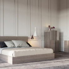 Modern Contemporary Wood Metal Oak Bedroom Collection