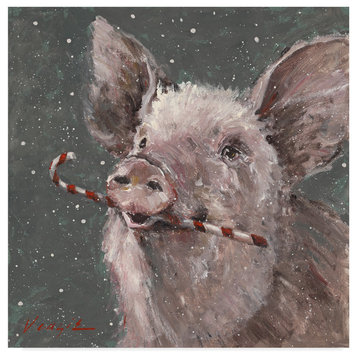 Mary Miller Veazie 'Teri The Christmas Pig' Canvas Art, 18"x18"