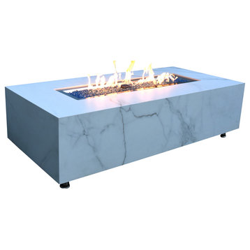 Elementi “Carrara” Marble Porcelain Fire Table- Natural Gas