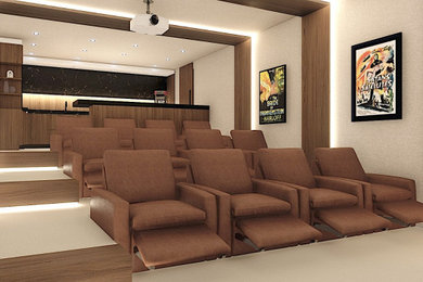 Home theater - contemporary home theater idea in Boston