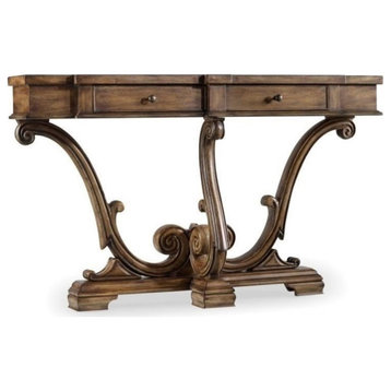 Bowery Hill Traditional Rectangular Wood Console in Amber Sands