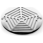 Designer Drains - Designer Drains Geometric Pentegon Shower Drains, Brushed Stainless Steel - Polished Stainless Steel drain made to fit Oatey, Sioux Chief, frank Pattern, AB&A, Brass Tech and Mountain Plumbing drain roughs.  Measures 1/16" thick x 3-1/4" outside diameter x 2-13/16" center to center of the fasteners. Made in U.S.A.