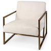 Armelle Fabric Seat w/ Metal Frame Accent Chair, Cream Fabric/Gold Metal