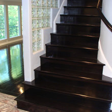 Ebony High Gloss Wood Floors Minimalistisch Treppen