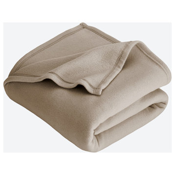 Bare Home Polar Fleece Lightweight Blanket, Oyster, Twin / Twin Xl