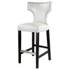 Aiden White Faux Leather Upholstered and Studded 29" Barstools - Set of 2