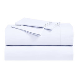 Abripedic - Percale 100% Cotton Deep Pocket 22" Sheet Set, White, Split King - Sheet And Pillowcase Sets