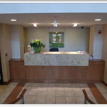 Condo lobby, before and after Hurricane Sandy