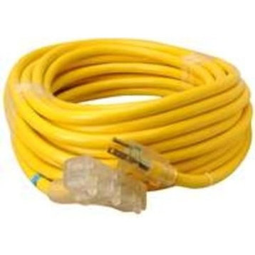 Coleman Cable 04388 Tri-Source Triple End Extension Cord With Life, 50'
