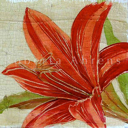Roberta Ahrens Cracked Linen Botanical Paintings - Artwork