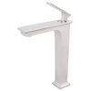Novatto Starks WaterSaver Single Lever Waterfall Vessel Faucet, Brushed Nickel