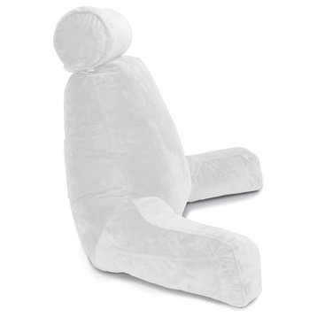 Husband Pillow Bedrest Reading & Support Bed Backrest With Arms, White