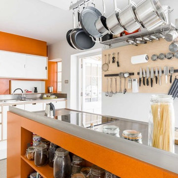 Grey and Orange Modern Kitchen